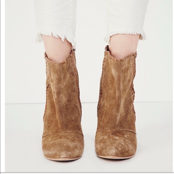 Distressed Stitched Boho Wedge Boots - Picture 3 of 5